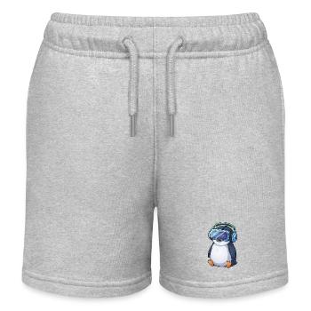 Süßer Cartoon Pinguin Gamer Zocker Virtual Reality - Kinder Organic Joggingshorts Mini Bolter von Stanley/Stella - Grau meliert - Vorne