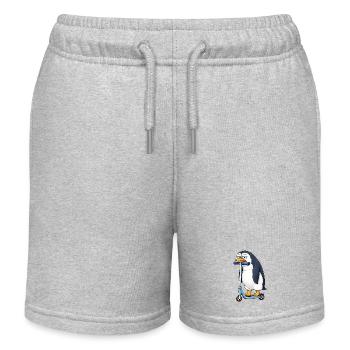 Cute Penguin Scooter Lonely Boredom - Kids Organic Sweat Shorts by Stanley/Stella - heather grey - Front