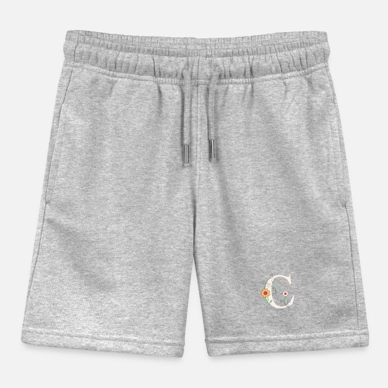 Letter C Monogram Retro Kids Organic Sweat Shorts by Stanley/Stella