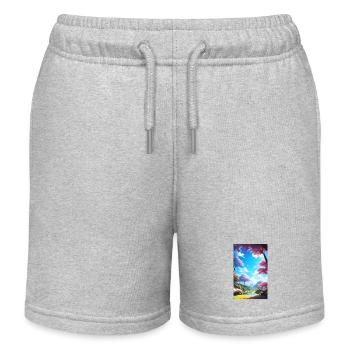 Friedliche, helle und glückliche Anime-Naturszene - Kinder Organic Joggingshorts Mini Bolter von Stanley/Stella - Grau meliert - Vorne