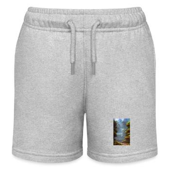 Overgrown dystopian sci fi world - Kids Organic Sweat Shorts by Stanley/Stella - heather grey - Front