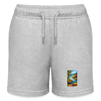 Serene Watercolor nature scene in autumn - Kids Organic Sweat Shorts by Stanley/Stella - heather grey - Front
