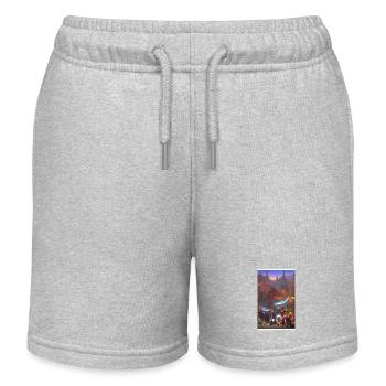 Surrealistic family landscape scene - Kids Organic Sweat Shorts by Stanley/Stella - heather grey - Front