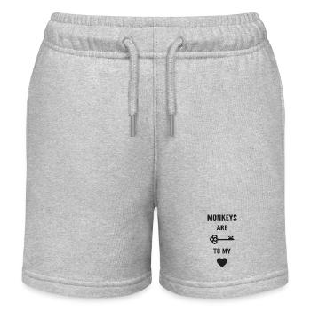 Monkeys are the key to my heart - Kids Organic Sweat Shorts by Stanley/Stella - heather grey - Front