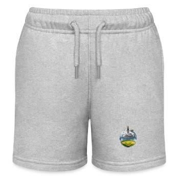 Surreale Glaskugel mit Baseballfeld - Kinder Organic Joggingshorts Mini Bolter von Stanley/Stella - Grau meliert - Vorne