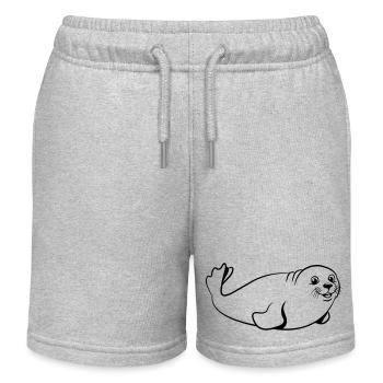seehund süss witzig - Kinder Organic Joggingshorts Mini Bolter von Stanley/Stella - Grau meliert - Vorne