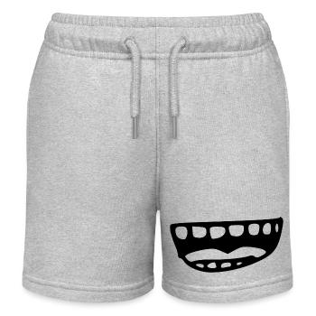 Lachender Mund mit Zähnen und Zunge - Kinder Organic Joggingshorts Mini Bolter von Stanley/Stella - Grau meliert - Vorne