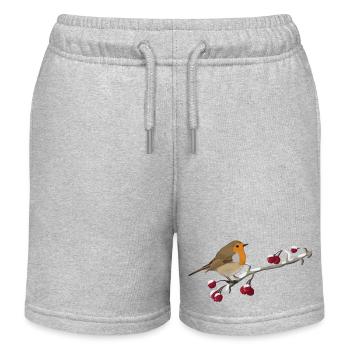 Oiseau rouge-gorge sur une branche ornithologue - Short de jogging enfant bio Stanley/Stella - gris chiné - Devant