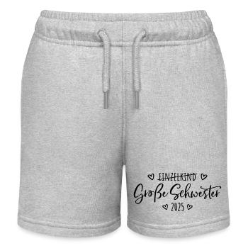 Kein Einzelkind mehr - Große Schwester 2025 - Kinder Organic Joggingshorts Mini Bolter von Stanley/Stella - Grau meliert - Vorne
