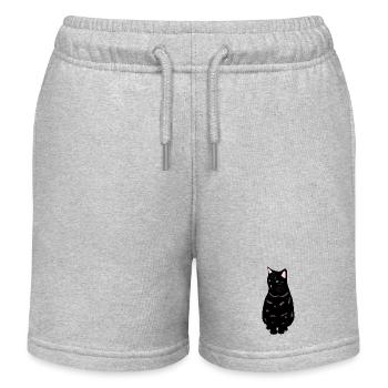 black cat - Kids Organic Sweat Shorts by Stanley/Stella - heather grey - Front