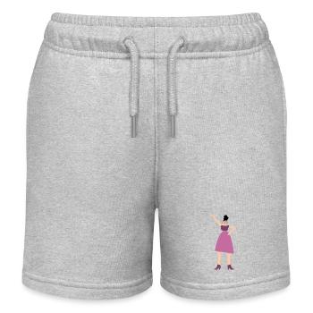Frau im pinken Kleid - Kinder Organic Joggingshorts Mini Bolter von Stanley/Stella - Grau meliert - Vorne