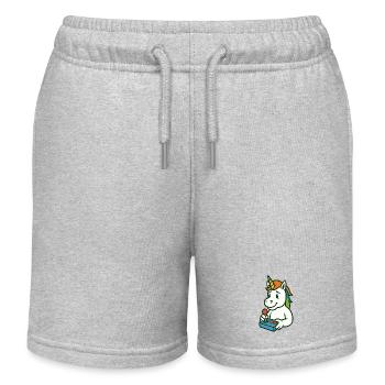 Niedliches Einhorn-Gamer-Maskottchen mit Joystick - Kinder Organic Joggingshorts Mini Bolter von Stanley/Stella - Grau meliert - Vorne