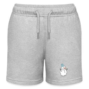 Seau de bonhomme de neige fondant Dessin drôle d’hiver - Short de jogging enfant bio Stanley/Stella - gris chiné - Devant