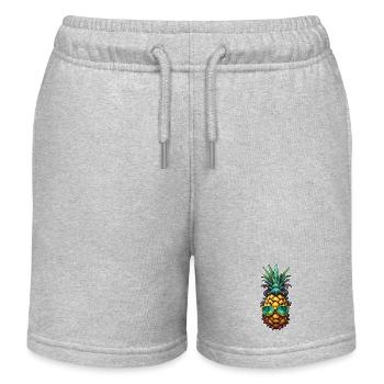 Fruits / Ananas / Exotique / Tropical / Vitamines - Short de jogging enfant bio Stanley/Stella - gris chiné - Devant