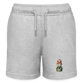  Matroschka auf russisch Matryoshka Doll Russian - Kinder Organic Joggingshorts Mini Bolter von Stanley/Stella - Grau meliert - Vorne