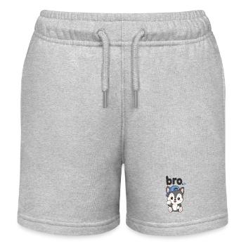 Husky mit blauer Kappe Bro - Kinder Organic Joggingshorts Mini Bolter von Stanley/Stella - Grau meliert - Vorne