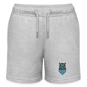Art géométrique de la chouette turquoise - Short de jogging enfant bio Stanley/Stella - gris chiné - Devant