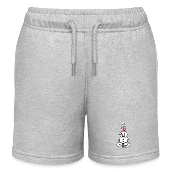 Bonhomme de neige avec thé à bulles - Short de jogging enfant bio Stanley/Stella - gris chiné - Devant