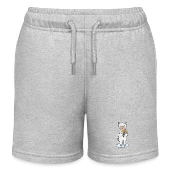 Alpaka mit Blumenstrauß - Kinder Organic Joggingshorts Mini Bolter von Stanley/Stella - Grau meliert - Vorne