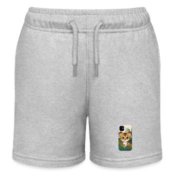 Tigerjunge im Dschungel - Kinder Organic Joggingshorts Mini Bolter von Stanley/Stella - Grau meliert - Vorne