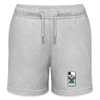 Pug with snorkel and goggles - Kids Organic Sweat Shorts by Stanley/Stella - heather grey - Front