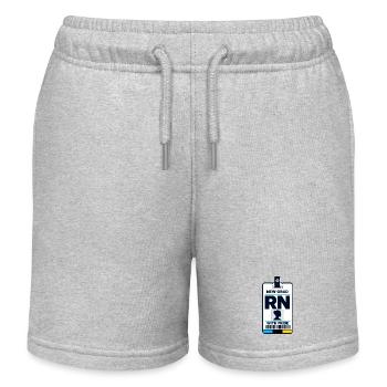 RN Pride Queer RN New Grad Nurse Badge Card First  - Kids Organic Sweat Shorts by Stanley/Stella - heather grey - Front
