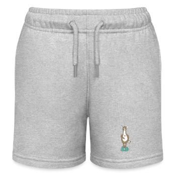 Llama with flowers - Kids Organic Sweat Shorts by Stanley/Stella - heather grey - Front