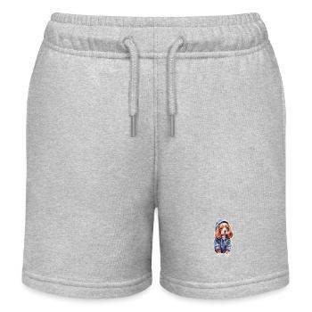Funny spaniel in dog clothes. - Kids Organic Sweat Shorts by Stanley/Stella - heather grey - Front