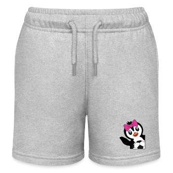 Penguin with football - for footballers - Kids Organic Sweat Shorts by Stanley/Stella - heather grey - Front