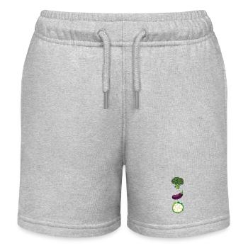 Vegetable trio: broccoli, eggplant, cauliflower - Kids Organic Sweat Shorts by Stanley/Stella - heather grey - Front
