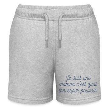 I'm a mom, what's your superpower? - Kids Organic Sweat Shorts by Stanley/Stella - heather grey - Front