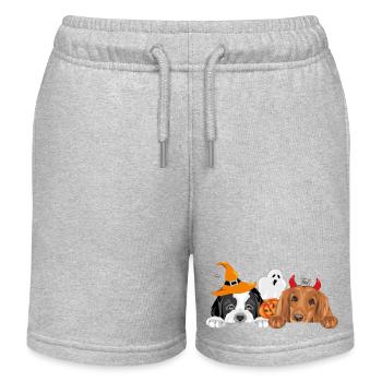 Chiens espions avec des accessoires fantaisie d’Halloween - Short de jogging enfant bio Stanley/Stella - gris chiné - Devant