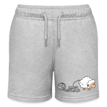 Cozy Sheep Yarn Theme - Kids Organic Sweat Shorts by Stanley/Stella - heather grey - Front