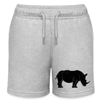 Rhino Sketch Rhinoceros Safari Wild Animal Lover - Kids Organic Sweat Shorts by Stanley/Stella - heather grey - Front