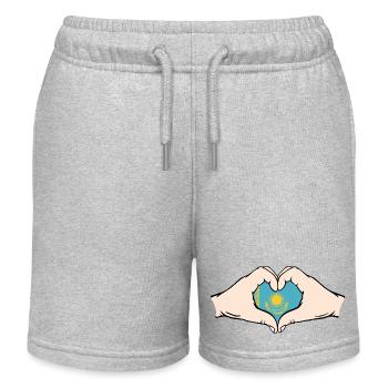 Kasachstan Herzform mit Hände - Kinder Organic Joggingshorts Mini Bolter von Stanley/Stella - Grau meliert - Vorne