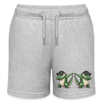 Crocodile Comic Dabbing 2 - Kids Organic Sweat Shorts by Stanley/Stella - heather grey - Front