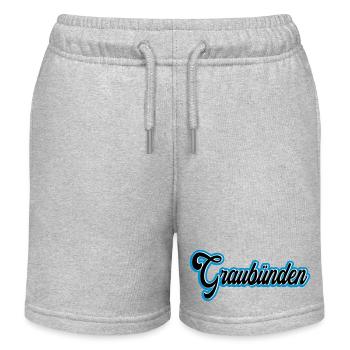 Écriture des Grisons avec contour bleu - Short de jogging enfant bio Stanley/Stella - gris chiné - Devant
