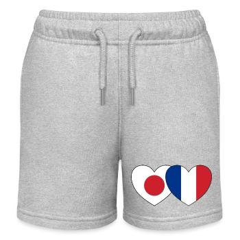 Japon France Flag Coeur - Short de jogging enfant bio Stanley/Stella - gris chiné - Devant