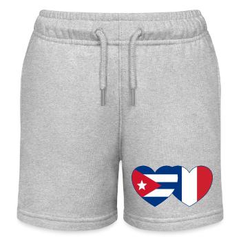 Kuba Frankreich Flagge Herz - Kinder Organic Joggingshorts Mini Bolter von Stanley/Stella - Grau meliert - Vorne