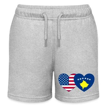 USA Kosovo Flagge Herz - Kinder Organic Joggingshorts Mini Bolter von Stanley/Stella - Grau meliert - Vorne