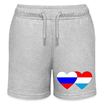 Russie Luxembourg Flag Heart - Short de jogging enfant bio Stanley/Stella - gris chiné - Devant