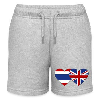 Thaïlande Angleterre Flag Heart - Short de jogging enfant bio Stanley/Stella - gris chiné - Devant