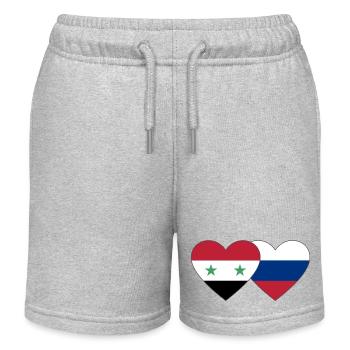 Syria Russia Flag Heart - Kids Organic Sweat Shorts by Stanley/Stella - heather grey - Front