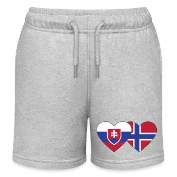 Slowakei Norwegen Flagge Herz - Kinder Organic Joggingshorts Mini Bolter von Stanley/Stella - Grau meliert - Vorne