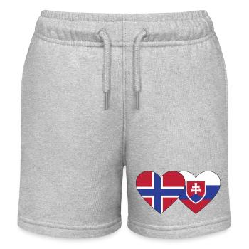 Norwegen Slowakei Flagge Herz - Kinder Organic Joggingshorts Mini Bolter von Stanley/Stella - Grau meliert - Vorne