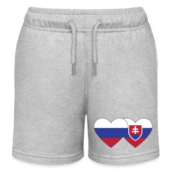 Russland Slowakei Flagge Herz - Kinder Organic Joggingshorts Mini Bolter von Stanley/Stella - Grau meliert - Vorne