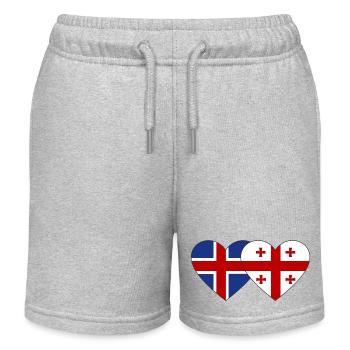 Island Georgien Flagge Herz - Kinder Organic Joggingshorts Mini Bolter von Stanley/Stella - Grau meliert - Vorne