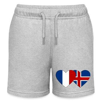 Frankreich Island Flagge Herz - Kinder Organic Joggingshorts Mini Bolter von Stanley/Stella - Grau meliert - Vorne