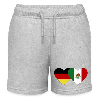 Germany Mexico Flag Heart - Kids Organic Sweat Shorts by Stanley/Stella - heather grey - Front