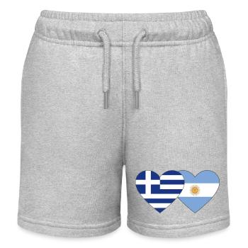 Greece Argentina Flag Heart - Kids Organic Sweat Shorts by Stanley/Stella - heather grey - Front